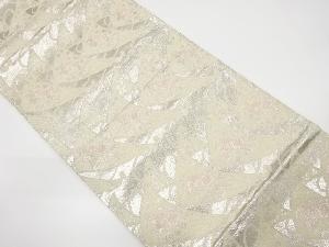 扇面に草花模様織出し袋帯